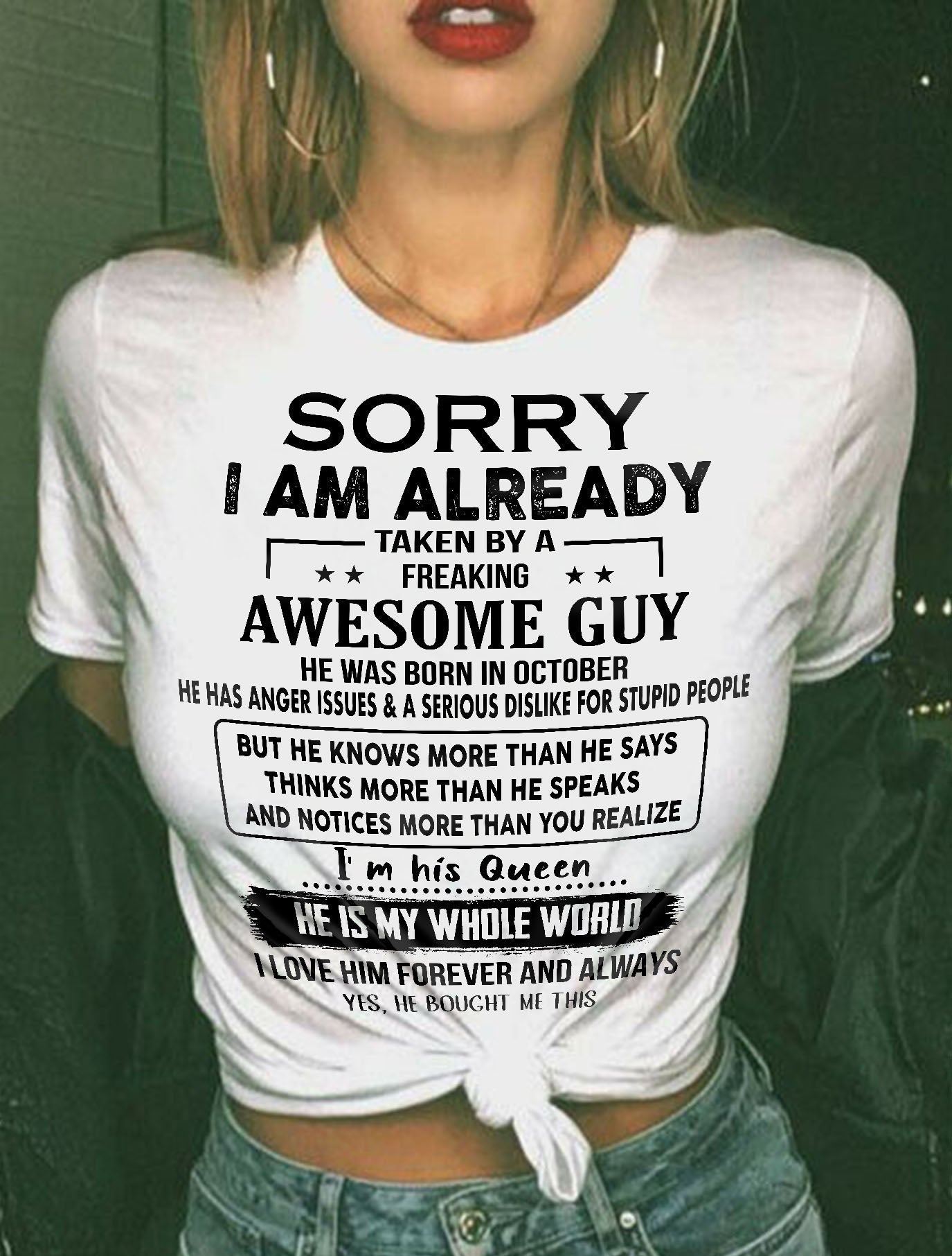 Taken by an Awesome Guy Tee – Gift from Boyfriend NTTD10 (SKUT08-11-10)