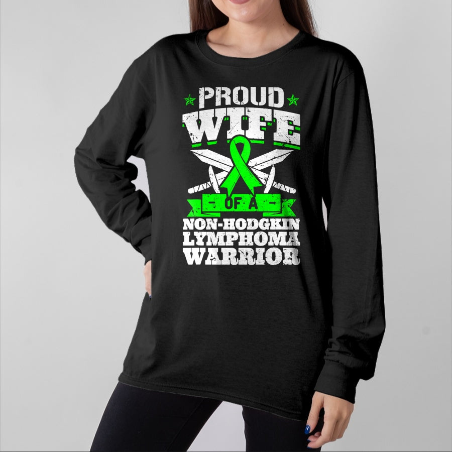 Best Wife Shirt, Wife and Husband Unisex T-Shirt/Hoodie/Sweatshirt HLT00 - Gift for wife T shirt, lucky wife Proud Wife Of A Non-Hodgkin Lymphoma Warrior Awareness T-Shirt