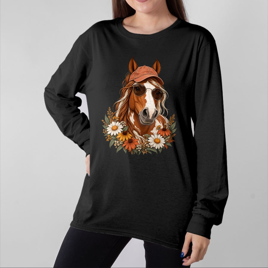 Best Horse Lover Shirt , Funny Horse UnisexT-Shirt/Hoodie/Sweatshirt HLT00 - Cute Floral Horse Western Cowgirl for Kids Girls T-Shirt
