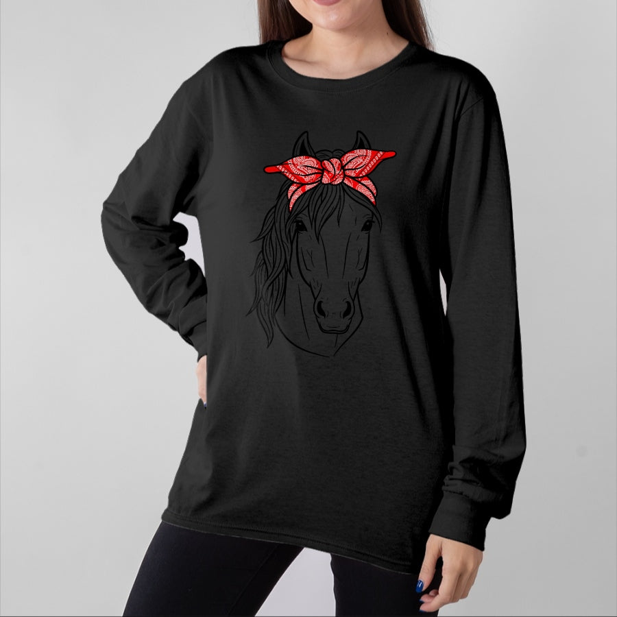 Best Horse Lover Shirt , Funny Horse UnisexT-Shirt/Hoodie/Sweatshirt HLT00 - Funny Horse Lovers Tee Red Bandana Print for Girls & Women T-Shirt