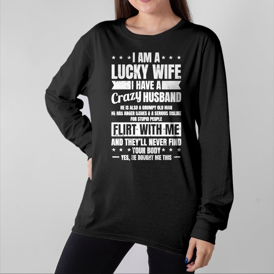 Best Wife Shirt, Wife and Husband Unisex T-Shirt/Hoodie/Sweatshirt HLT00 - Gift for wife T shirt, lucky wife I Am A Lucky Wife Fathers Day Funny Sarcastic Women Pullover Hoo (1)