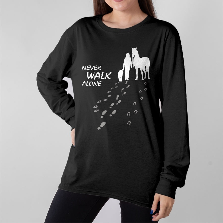Best Horse Lover Shirt , Funny Horse UnisexT-Shirt/Hoodie/Sweatshirt HLT00 - Dog horse - never walk alone - horse fan dog lover T-Shirt