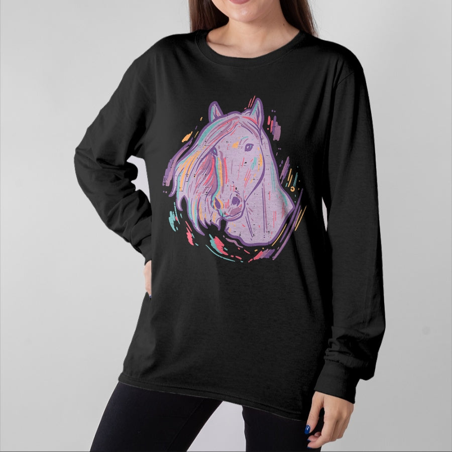 Best Horse Lover Shirt , Funny Horse UnisexT-Shirt/Hoodie/Sweatshirt HLT00 - Purple Horse Painting Animal Art Equestrian Men Women Kids T-Shirt
