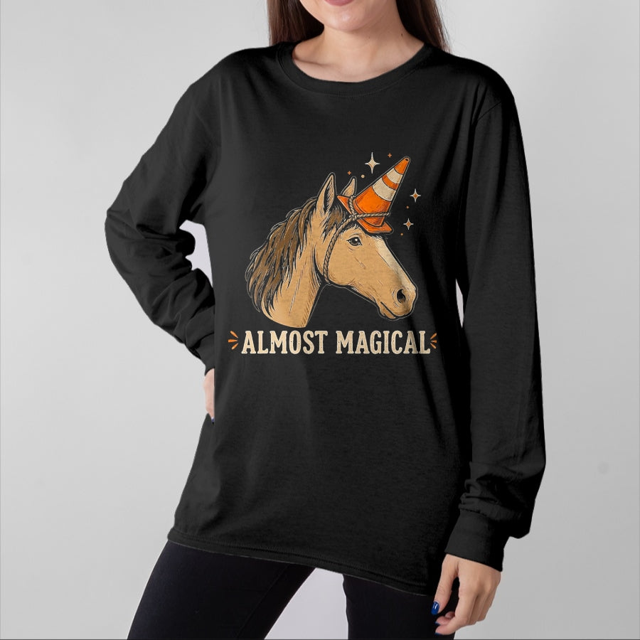 Best Horse Lover Shirt , Funny Horse UnisexT-Shirt/Hoodie/Sweatshirt HLT00 - Almost Magical Funny Horse Unicorn Humor T-Shirt, Men, Black, 3X-Large