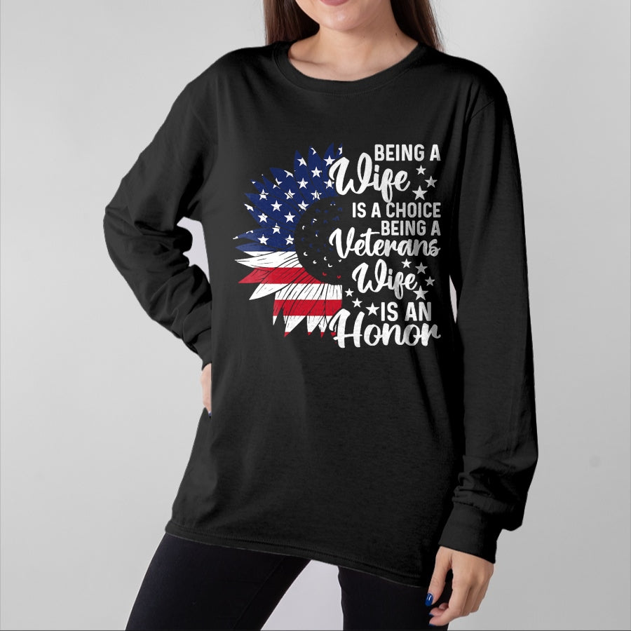 Best Wife Shirt, Wife and Husband Unisex T-Shirt/Hoodie/Sweatshirt HLT00 - Gift for wife T shirt, lucky wife Patriotic Veterans Day Being A Veterans Wife Is An Honor T-Shirt