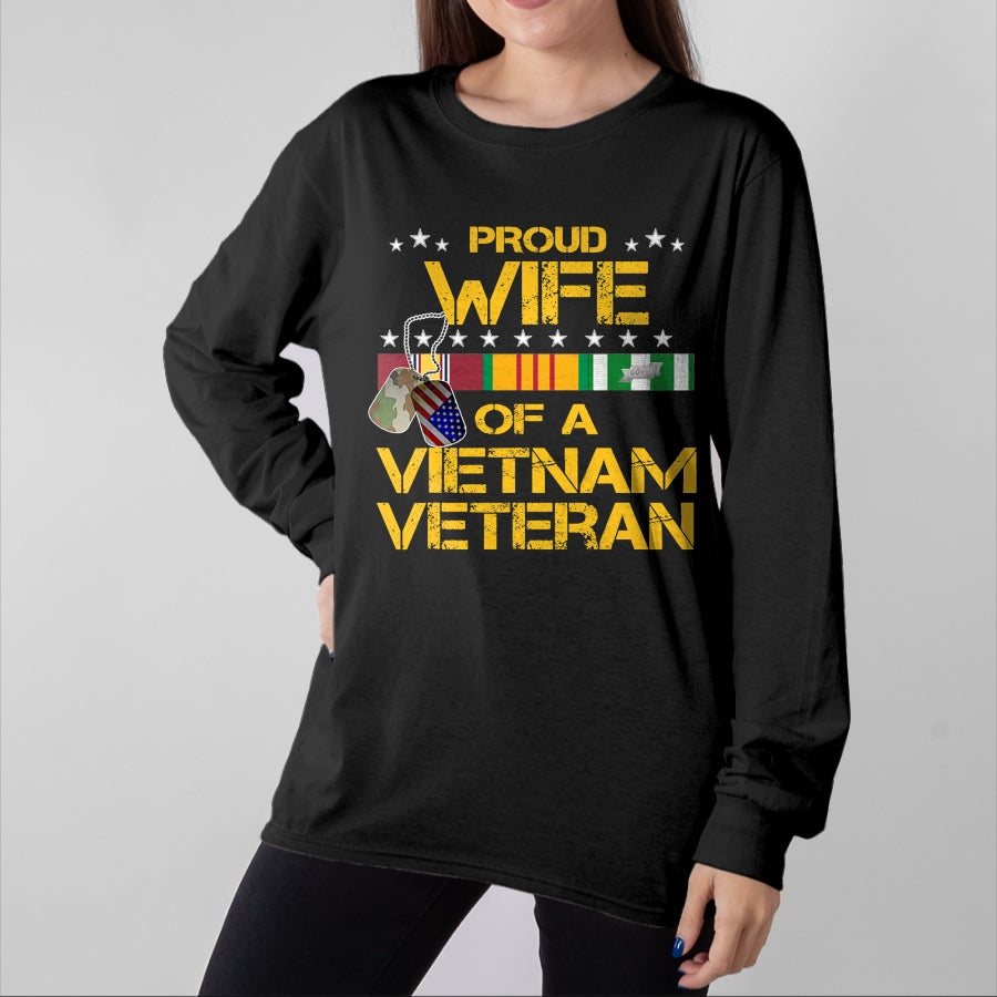 Best Wife Shirt, Wife and Husband Unisex T-Shirt/Hoodie/Sweatshirt HLT00 - Gift for wife T shirt, lucky wife Proud Wife Of A Vietnam Veteran My Husband Is A Hero T-shirt T-S