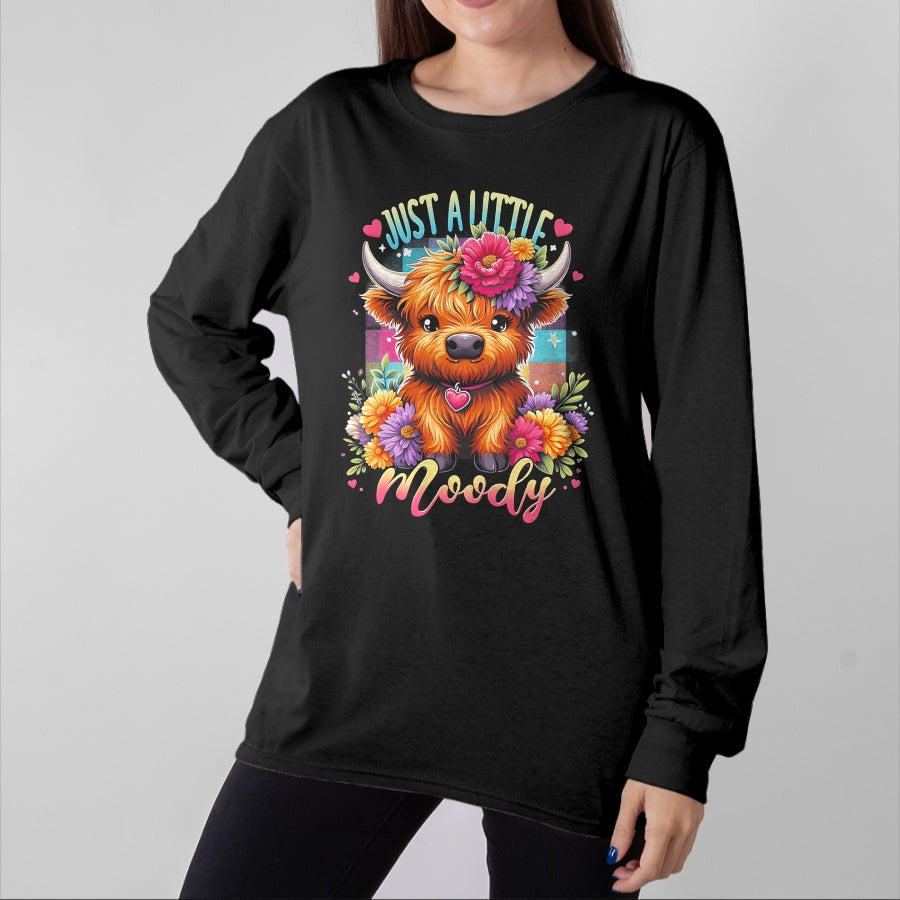 Best Farmer Life Shirt, Funny Farmer UnisexT-Shirt/Hoodie/Sweatshirt HLT00 - Highland Cow Just A-Little Moody Flower Funny Farm Farmer T-Shirt