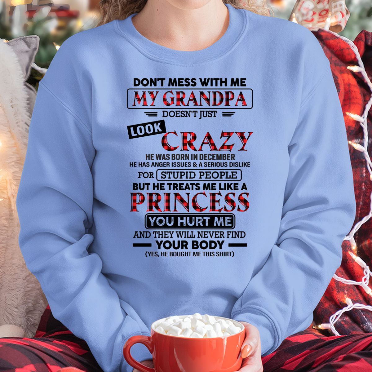 Crazy Grandpa Shirt for Girls December Edition – From Grandpa to Granddaughter NTTD12 (SKU07-131-12)