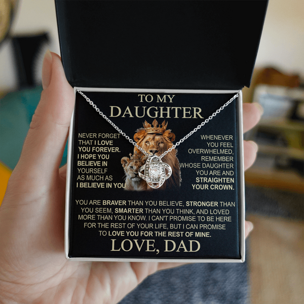 To My Daughter From Dad Necklace - Premium Love Knot Necklace