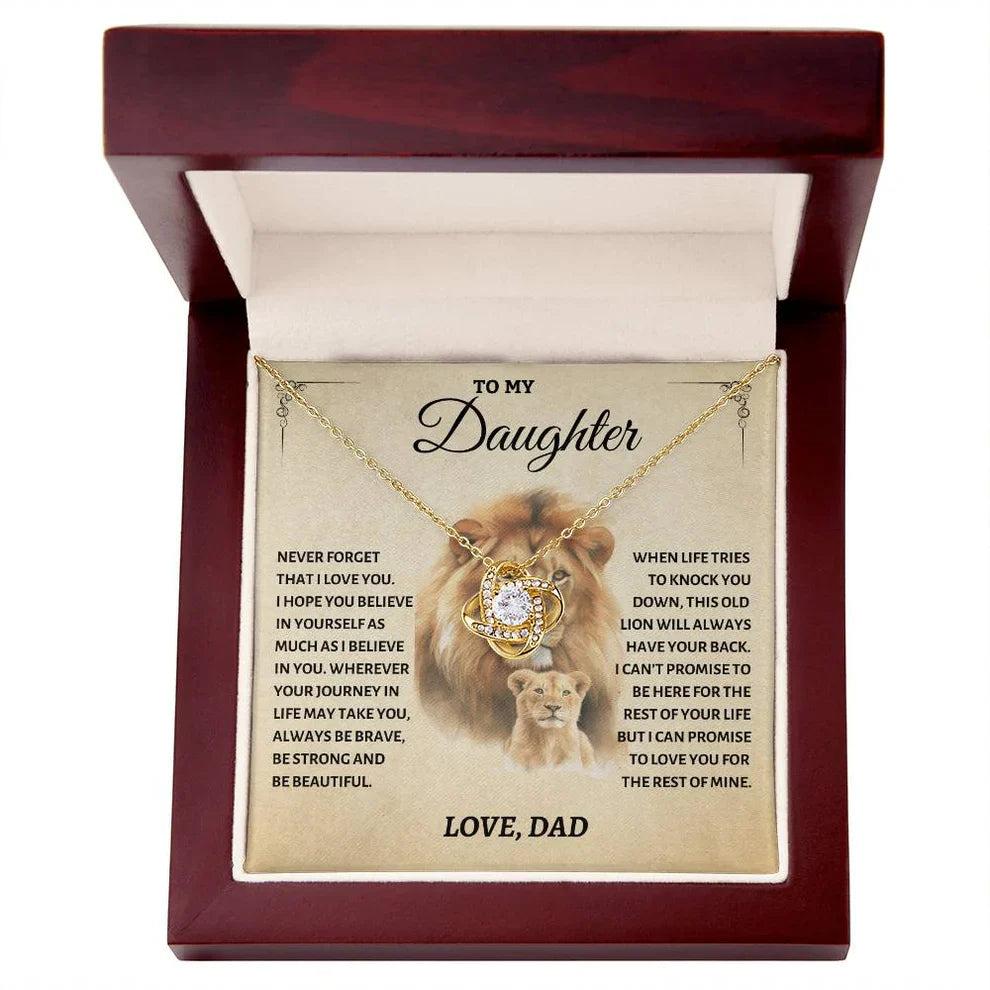 To My Daughter From Dad Necklace - Premium Love Knot Necklace