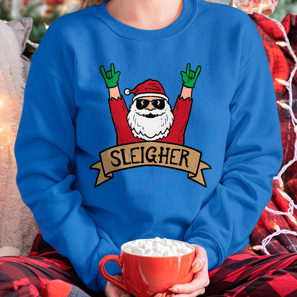 Christmas Sleigher Santa Rock Xmas Rocker Men Women Kids Boy T-Shirt - Christmas Unisex T-Shirt/Hoodie/Sweatshirt - HNDS00