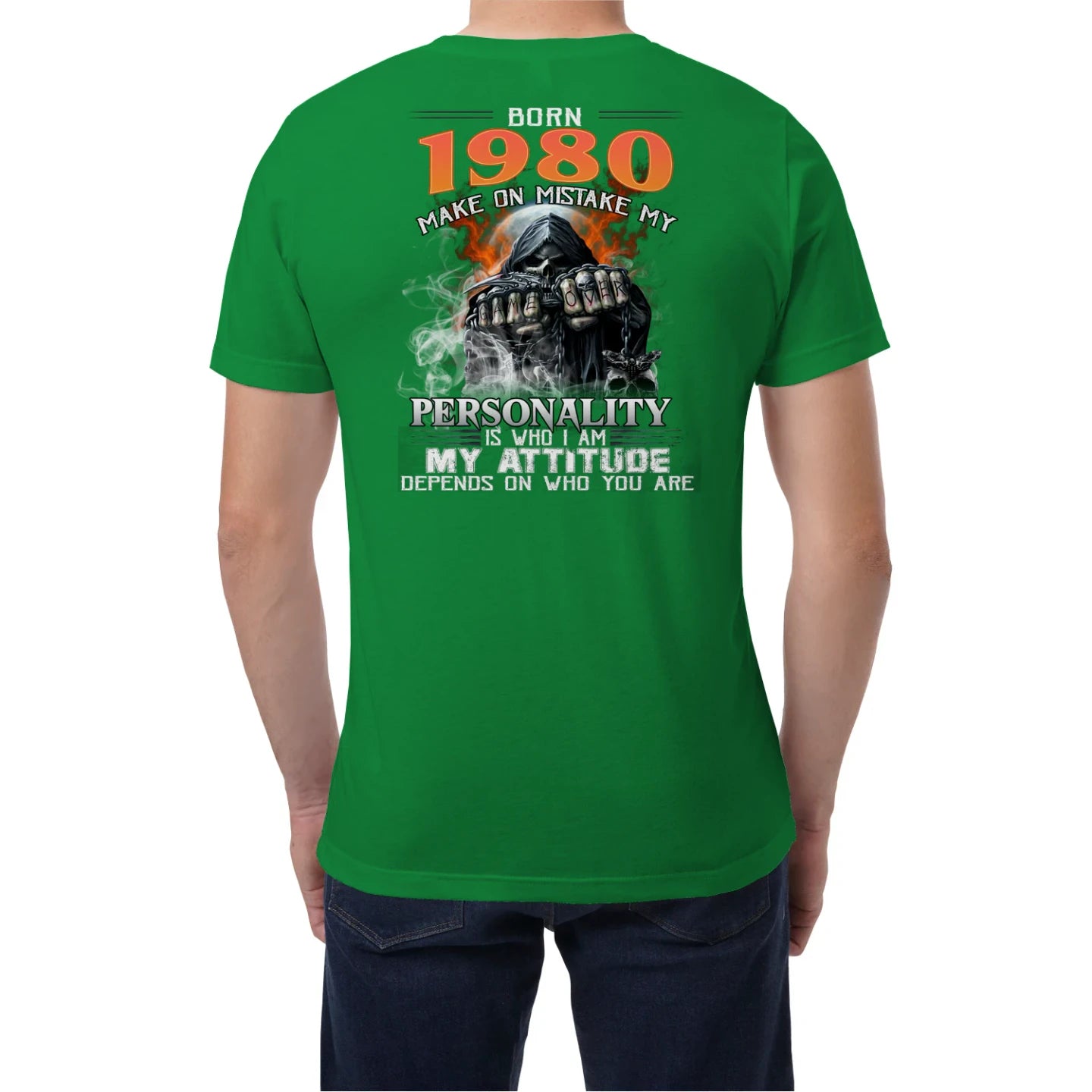 Born in 1980 – Bold Skull Attitude Tee for Legends Us1980