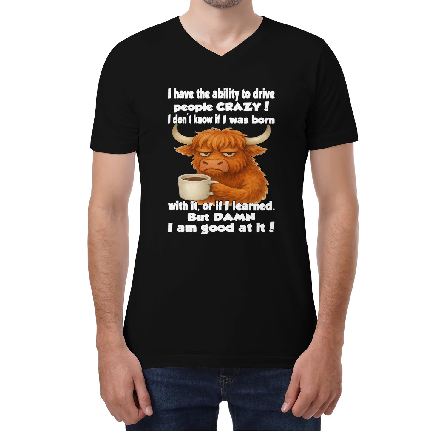 FUNNY SLOGAN T-SHIRT – CUTE COFFEE COW GRAPHIC TEE - BIRTHDAY GIFT FOR MEN/WOMEN - NTTD00 (SKU10-19)