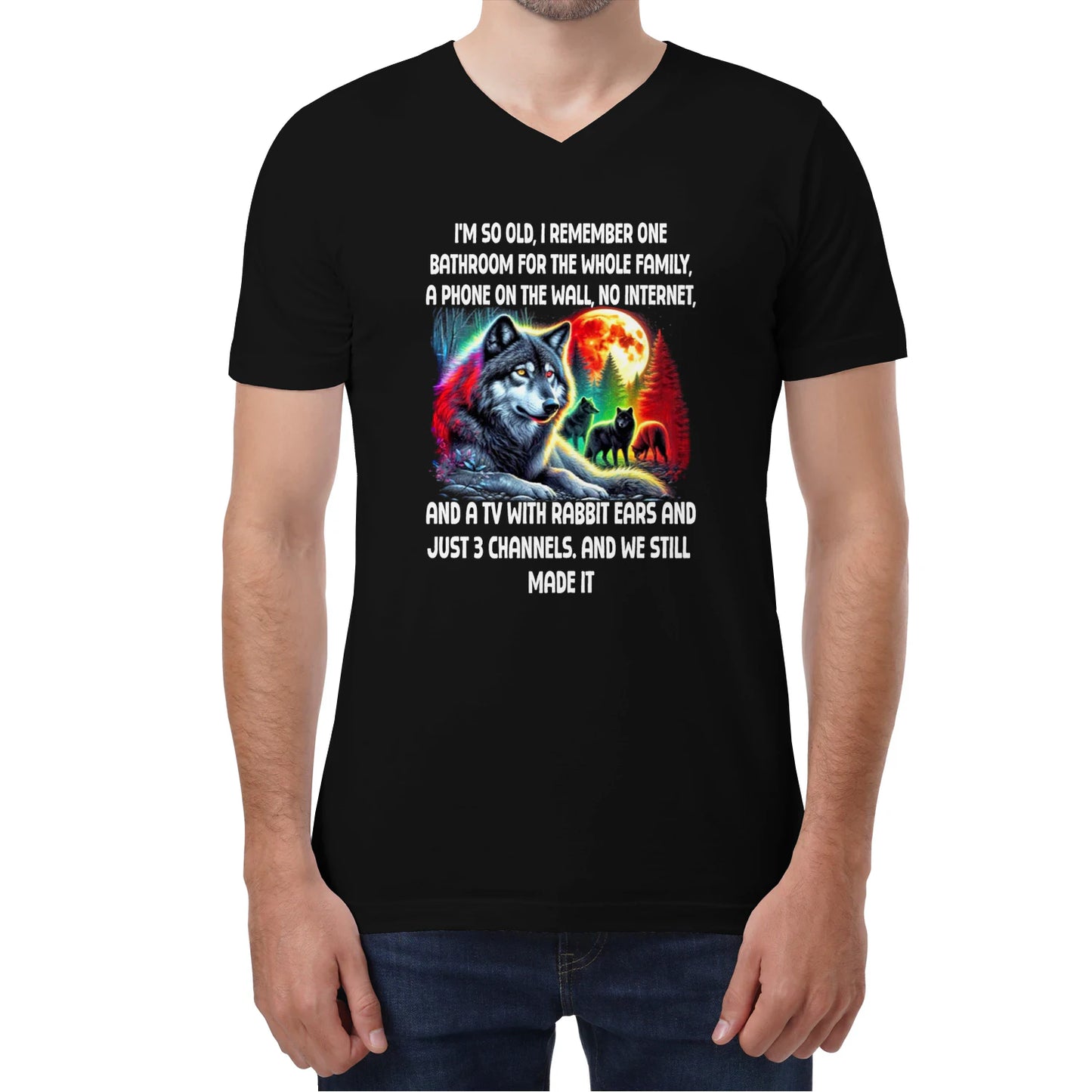 RETRO WOLF GRAPHIC TEE – FUNNY QUOTE SHIRT - BIRTHDAY GIFT FOR MEN/WOMEN - NTTD00 (SKU09-67)