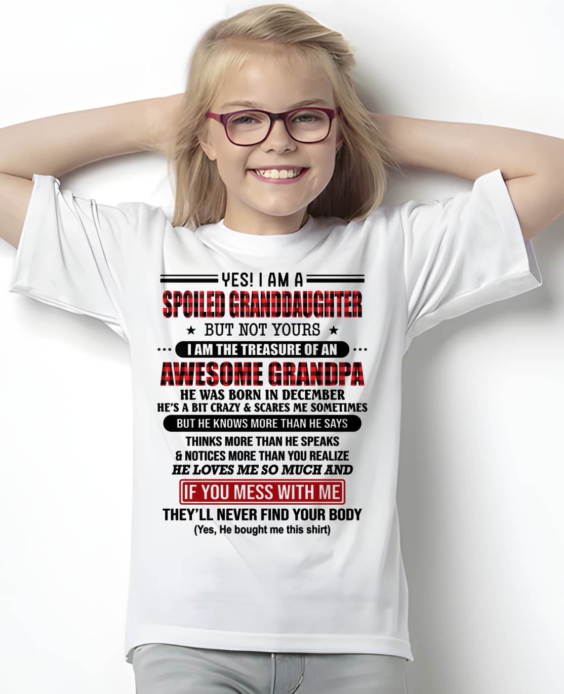 DECEMBER - YES! I'M A SPOILED GRANDDAUGHTER - GIFT FROM GRANDPA - NTTD12 (SKU26T-01317-12)