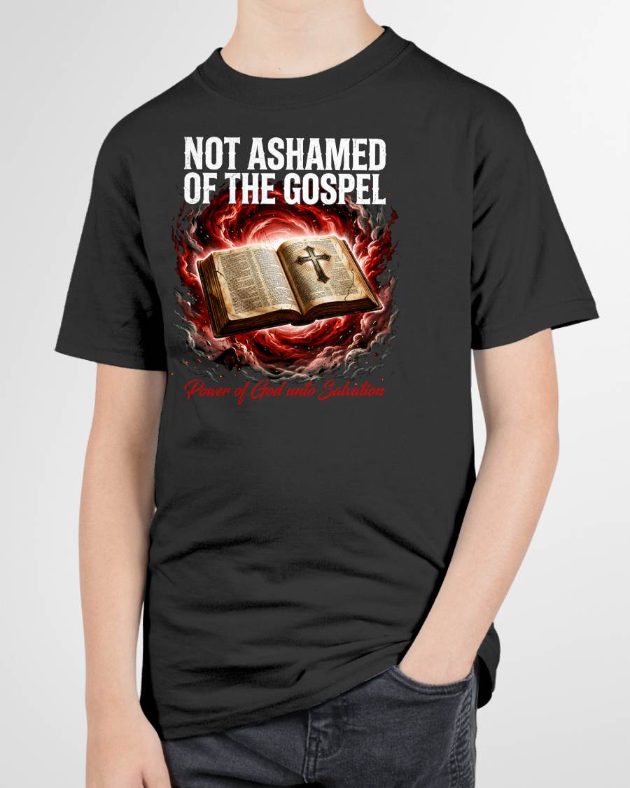 NOT ASHAMED OF THE GOSPEL - CHRISTIAN T-SHIRT - FOR MEN NTTD00 (SKU2608-131)