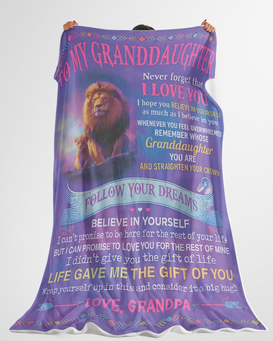 BLANKET FOR GRANDDAUGHTER – COMFORT & WARMTH GIFT FROM GRANDPA Sherpa Fleece Quilt Blanket NTTD00 (SKUB11-BLK-17)