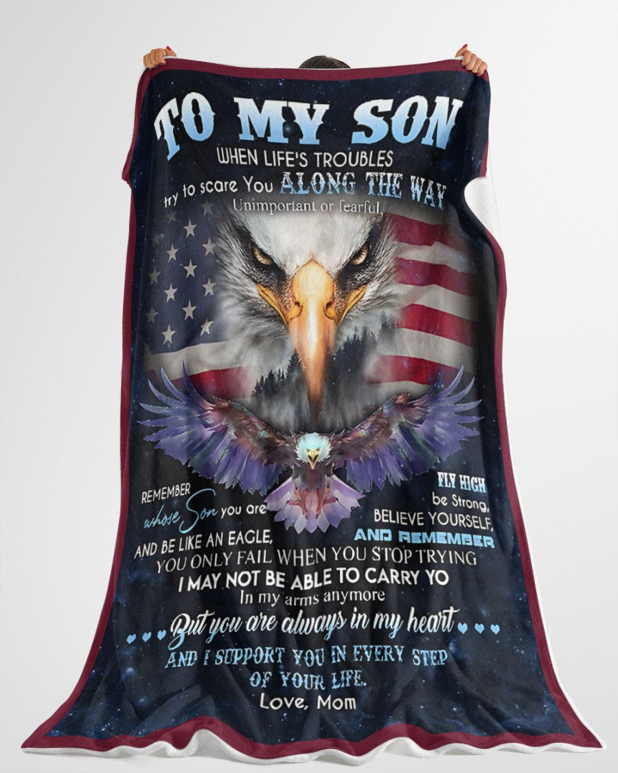 BLANKET FOR SON – COMFORT & WARMTH GIFT FROM MOM Sherpa Fleece Quilt Blanket NTTD00 (SKUB11-BLK-19)