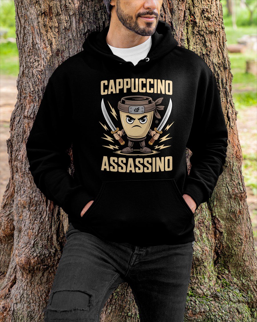 CAPPUCCINO ASSASSINO ITALIANO BRAINROT NINJA MEME T-SHIRT - BIRTHDAY T-SHIRT FOR MEN - NTTD00 (SKU-BRAINROT2)