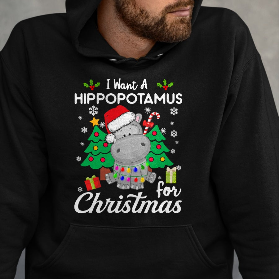 I Want A Hippopotamus For Christmas Cute Gift Xmas Costume T-Shirt - Christmas Unisex T-Shirt/Hoodie/Sweatshirt - HNDS00