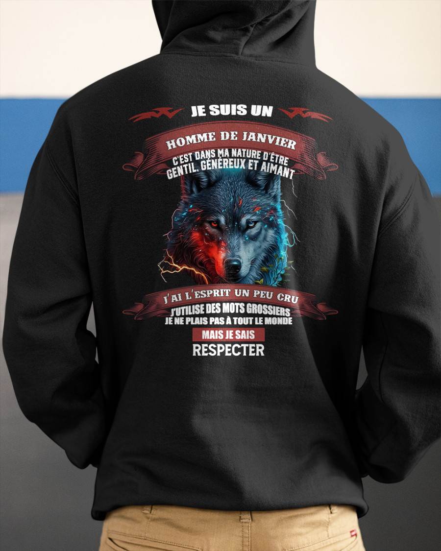 JANVIER - JE SAIS RESPECTER – T-SHIRT D’ANNIVERSAIRE POUR HOMME - frNTTD01 (SKU12-266-01)