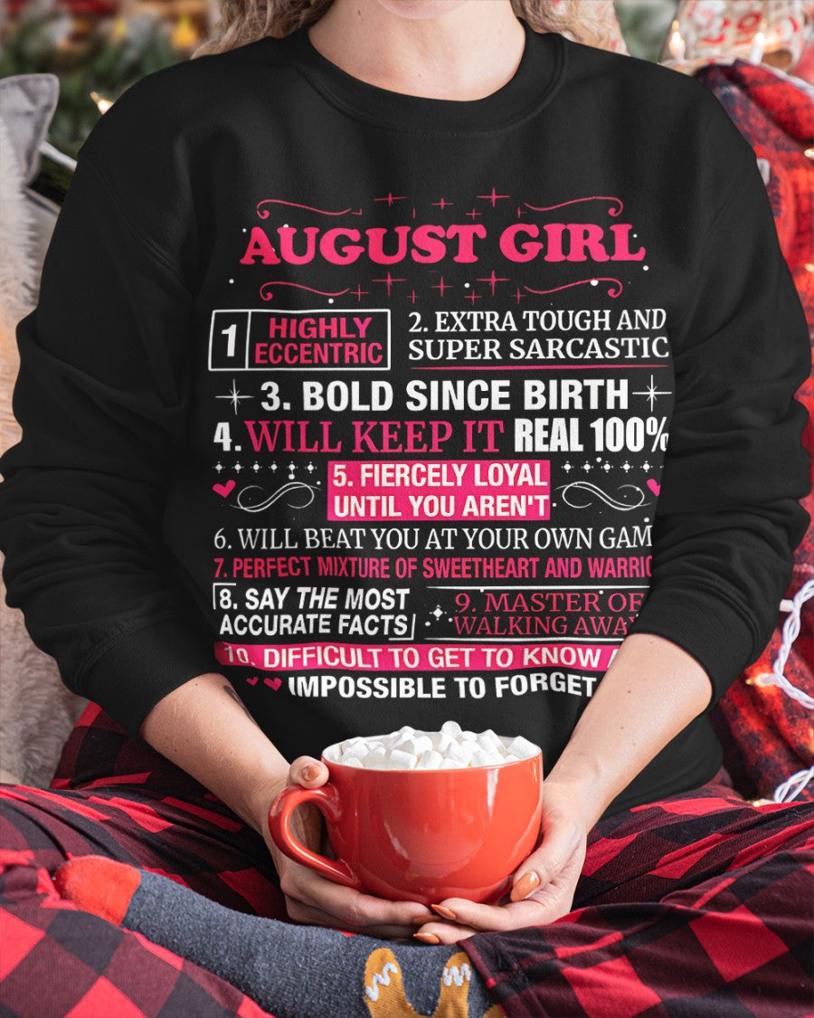 AUGUST GIRL T-SHIRT – PERFECT GIFT FOR WOMEN WITH AUGUST BIRTHDAY NTTD08 (SKU8-NTT-08)