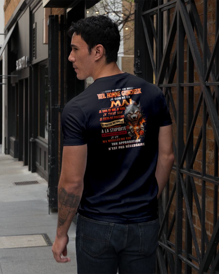 MAI – VIEIL HOMME GRINCHEUX – T-SHIRT D’ANNIVERSAIRE POUR HOMME - frNTTD05 (SKU26T-01167-05)