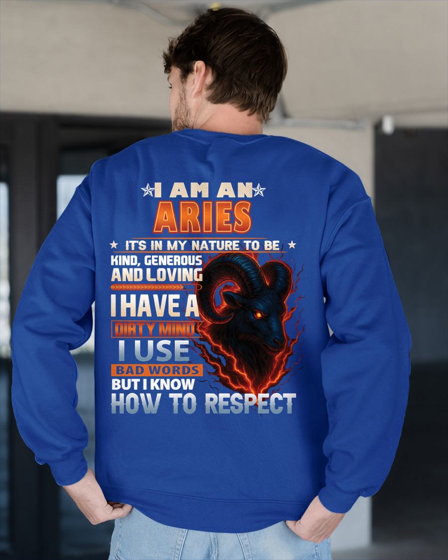 ARIES - DIRTY MIND BUT KNOW RESPECT - BIRTHDAY T-SHIRT FOR MEN (SKU-ZDA-ARI)