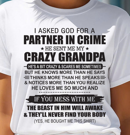 TO MY GRANDDAUGHTER - GOD SENT ME MY CRAZY GRANDPA - GIFT FROM GRANDPA - NTTD00 (SKU11-113-00)