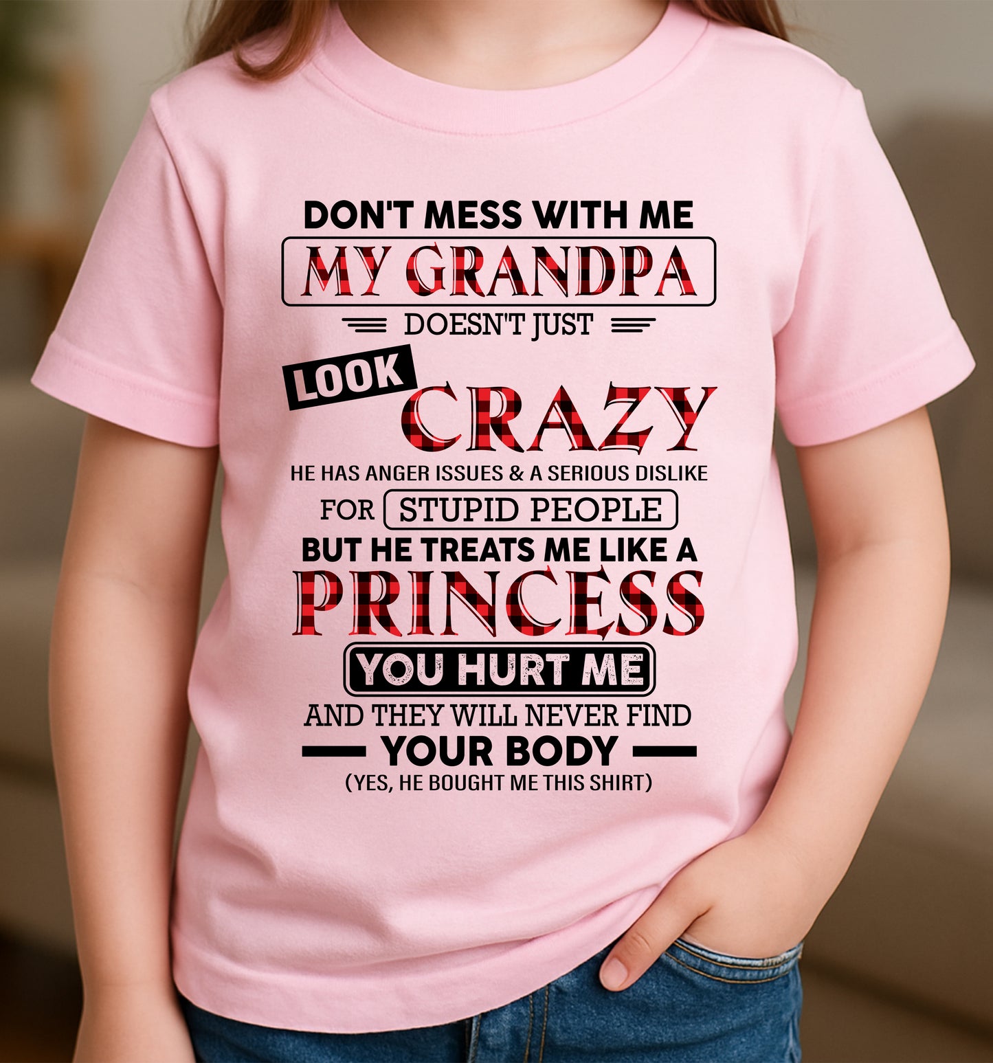 Crazy Grandpa Shirt for Girls – From Grandpa to Granddaughter NTTD00 (SKU07-131-00)