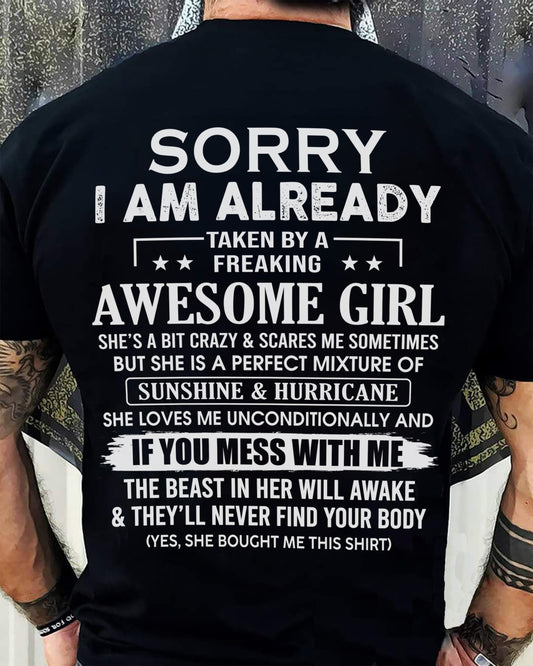 TAKEN BY AWESOME GIRL - GIFT FOR BOYFRIEND/HUSBAND - NTTD00 (SKU08-32-00)