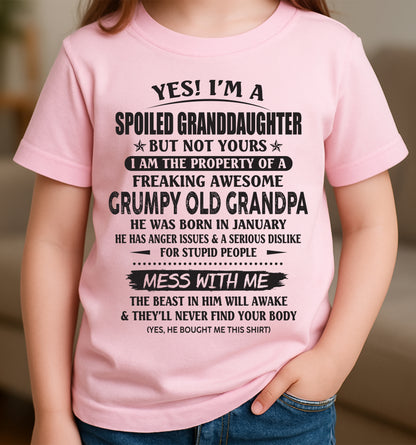 Spoiled Granddaughter of a Grumpy Grandpa Shirt January Edition – From Grandpa to Granddaughter NTTD01 (SKU07-130-01)