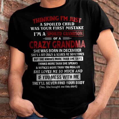 DECEMBER - SPOILED GRANDSON OF A CRAZY GRANDMA - GIFT FROM GRANDMA - NTTD12 (SKU-GM-GSB-12)