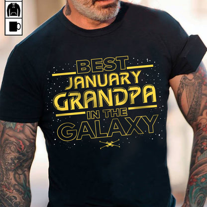 Best January Grandpa T-Shirt – Galaxy Style Gift for Grandpa NTTD01 (SKU07-158-01)