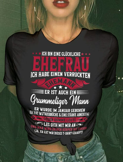 Januar – PERFEKTES T-SHIRT FÜR MEINE GLÜCKLICHE FRAU – GESCHENK VON IHREM EHEMANN - NTTD01de (SKU10-160-01)