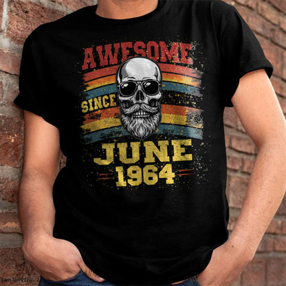 JUNE - AWESOME SINCE 1964 - BIRTHDAY T-SHIRT FOR MEN - NTTD06 (SKU26T-01218-06)