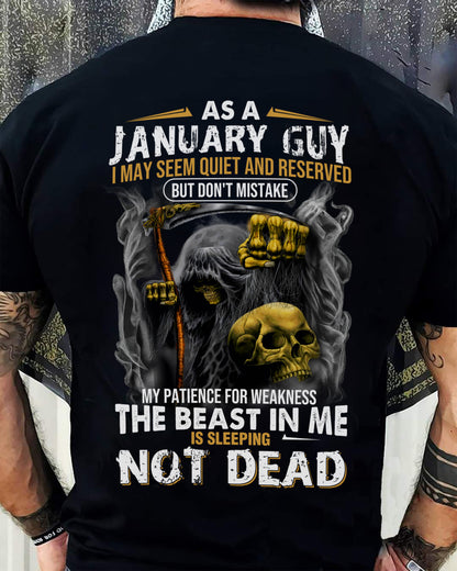JANUARY - THE BEAST IN ME IS SLEEPING - BIRTHDAY T-SHIRT FOR MEN - NTTD01 (SKU08-82-01)