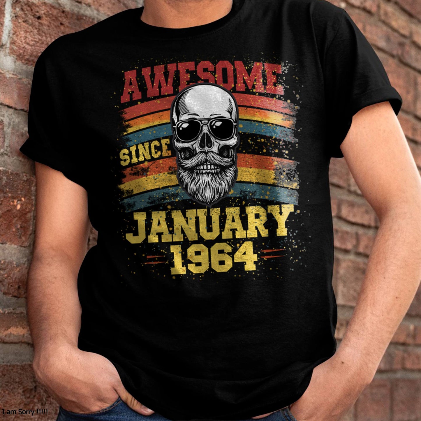 JANUARY - AWESOME SINCE 1964 - BIRTHDAY T-SHIRT FOR MEN - NTTD01 (SKU26T-01218-01)