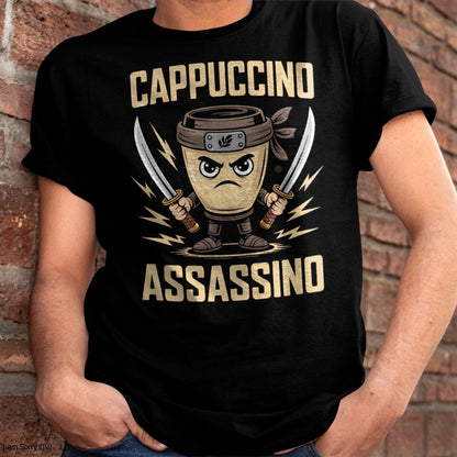 CAPPUCCINO ASSASSINO ITALIANO BRAINROT NINJA MEME T-SHIRT - BIRTHDAY T-SHIRT FOR MEN - NTTD00 (SKU-BRAINROT2)