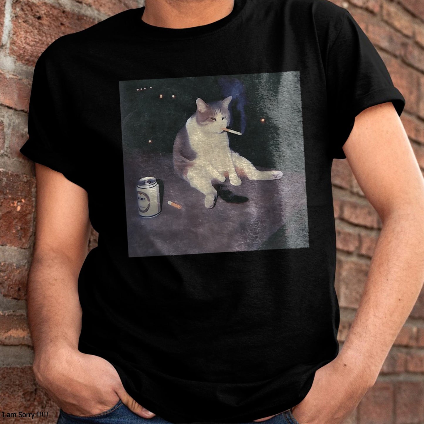 FUNNY SMOKING CAT MEME T-SHIRT - BIRTHDAY T-SHIRT FOR MEN - NTTD00 (SKU-MEME5)