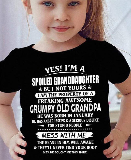 Spoiled Granddaughter of a Grumpy Grandpa Shirt January Edition – From Grandpa to Granddaughter NTTD01 (SKU07-101-01)