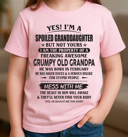 Spoiled Granddaughter of a Grumpy Grandpa Shirt February Edition – From Grandpa to Granddaughter NTTD02 (SKU07-130-02)