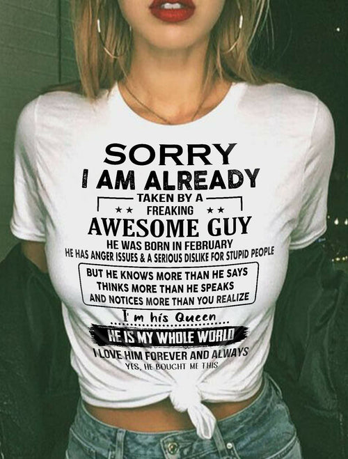 Taken by an Awesome Guy Tee – Gift from Boyfriend NTTD02 (SKUT08-11-02)