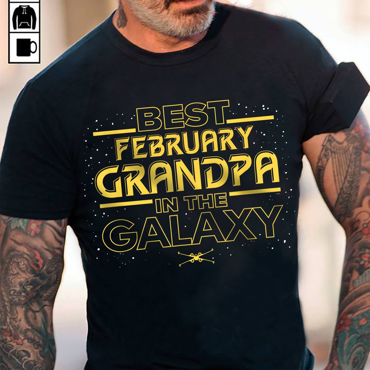 Best February Grandpa T-Shirt – Galaxy Style Gift for Grandpa NTTD02 (SKU07-158-02)