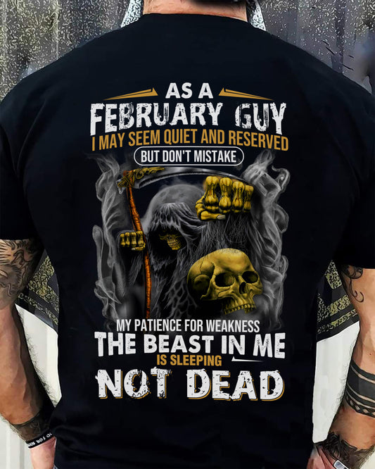 FEBRUARY - THE BEAST IN ME IS SLEEPING - BIRTHDAY T-SHIRT FOR MEN - NTTD02 (SKU08-82-02)