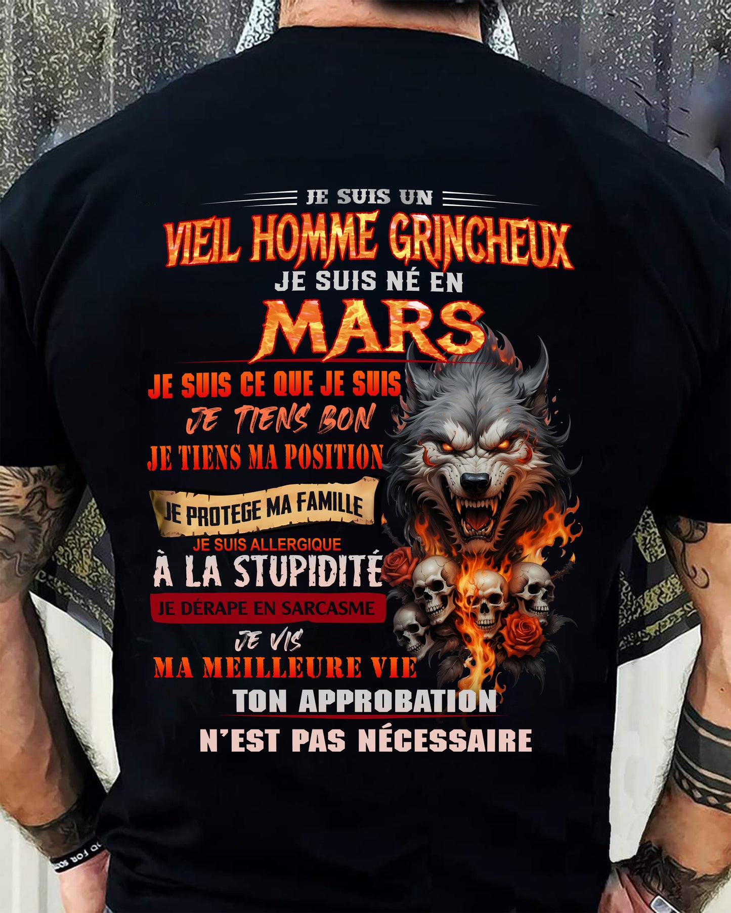 MARS – VIEIL HOMME GRINCHEUX – T-SHIRT D’ANNIVERSAIRE POUR HOMME - frNTTD03 (SKU26T-01167-03)