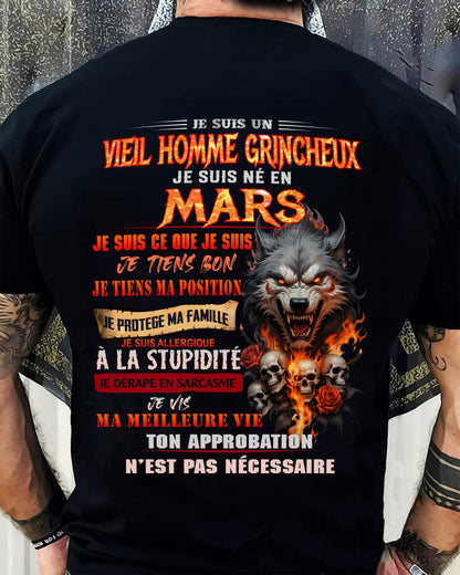 MARS – VIEIL HOMME GRINCHEUX – T-SHIRT D’ANNIVERSAIRE POUR HOMME - frNTTD03 (SKU26T-01167-03)