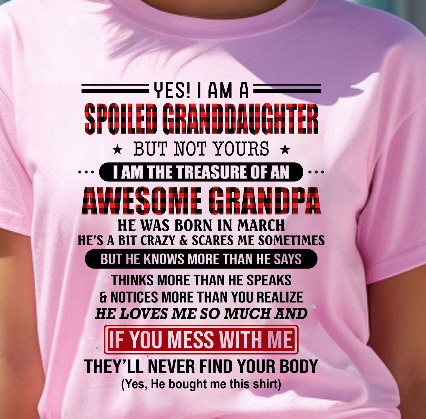 MARCH - YES! I'M A SPOILED GRANDDAUGHTER - GIFT FROM GRANDPA - NTTD03 (SKU26T-01317-03)