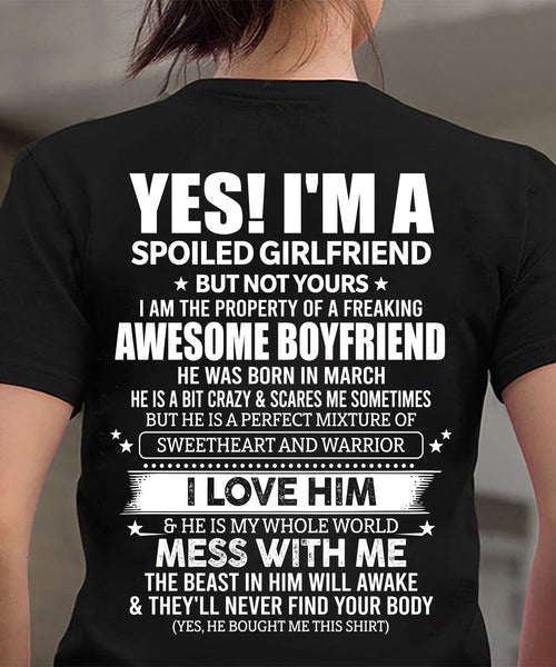MARCH - YES! I'M A SPOILED GIRLFRIEND - GIFT FROM BOYFRIEND/HUSBAND - NTTD03 (SKU2606-265-03)