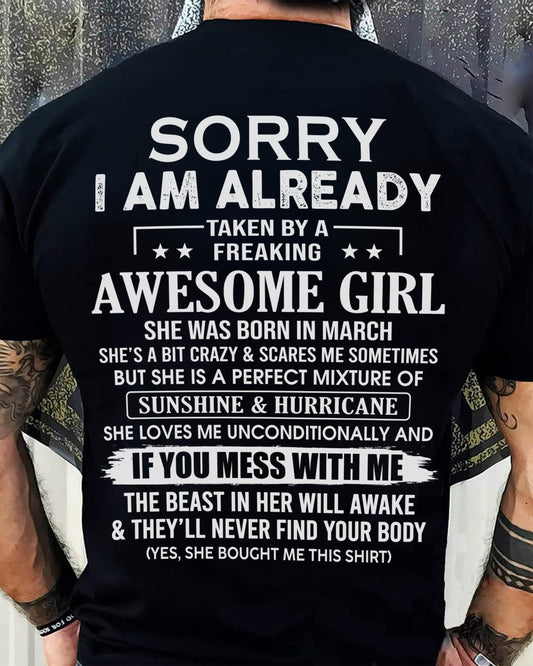 MARCH - TAKEN BY AWESOME GIRL - GIFT FOR BOYFRIEND/HUSBAND - NTTD03 (SKU08-32-03)